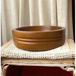 Vtg Wooden Hand‎ Turned Collection Bowl Fruit Display with Pedestal Maple Walnut